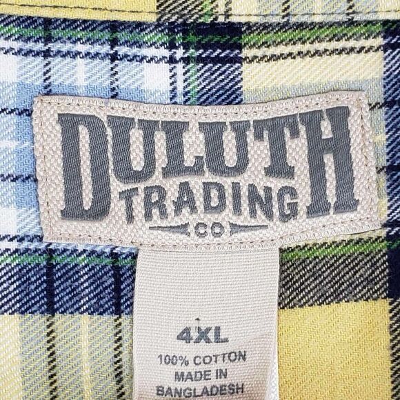 Duluth Trading Co Men’s Size 4XL Shirt LS Flannel Button Down Plaid Yellow - Picture 7 of 9